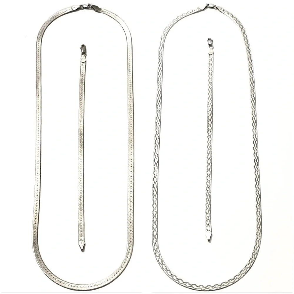 REVERSIBLE! 5MM Sterling Silver Italian Necklace & Bracelet Set! By Milor!